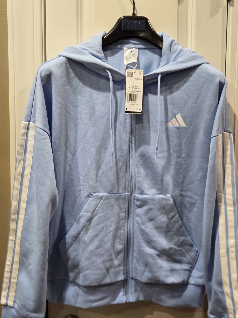 Adidas Women’s Light Blue Full-Zip Hoodie Jacket